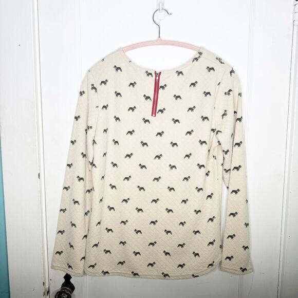 Art and Soul Dog Animal Print Long Sleeve Top Shirt Size Medium Exposed Back Zip - Picture 7 of 9